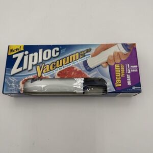 Ziploc Vacuum Starter Kit 1 Freezer Quart Size Pump & 3 Bags New Sealed Retired